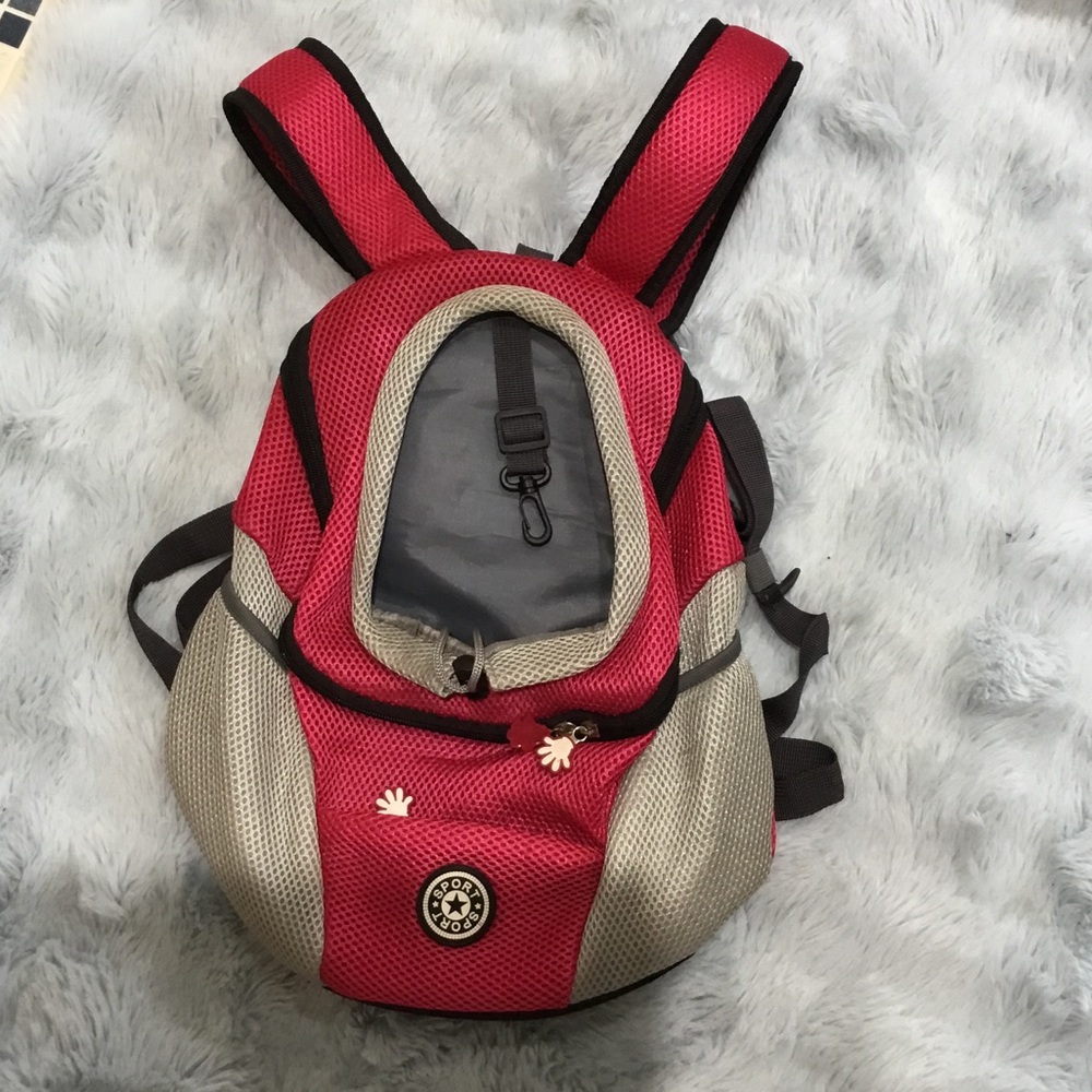 Small Pet Carrier Backpack in Pink and Cream - Lightweight Travel Backpack